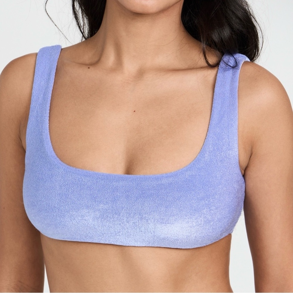 JADE Swim Rounded Edge Bikini Top in Violet Size XS